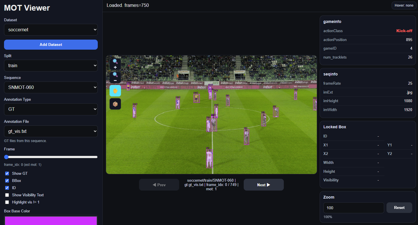MOT Viewer interface