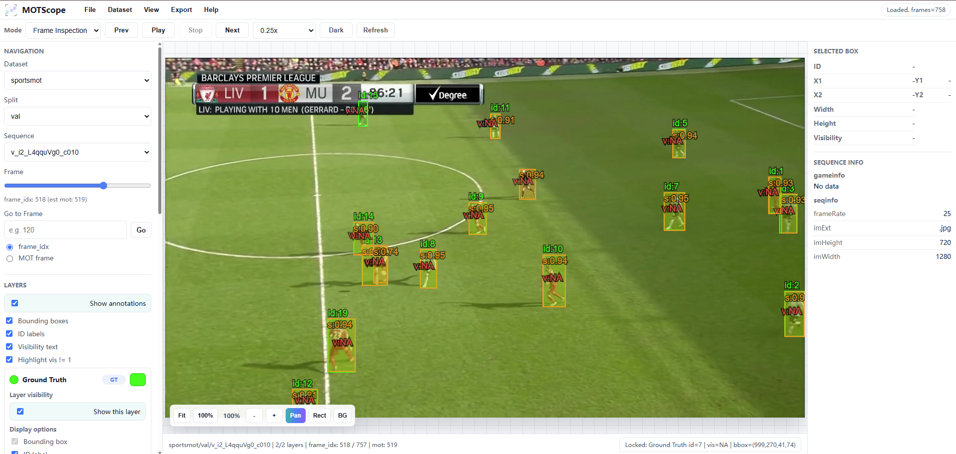MOTScope interface